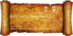 Károli Henriett névjegykártya